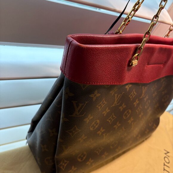 Louis Vuitton Brown and Red Monogram Tote - Picture 3 of 16